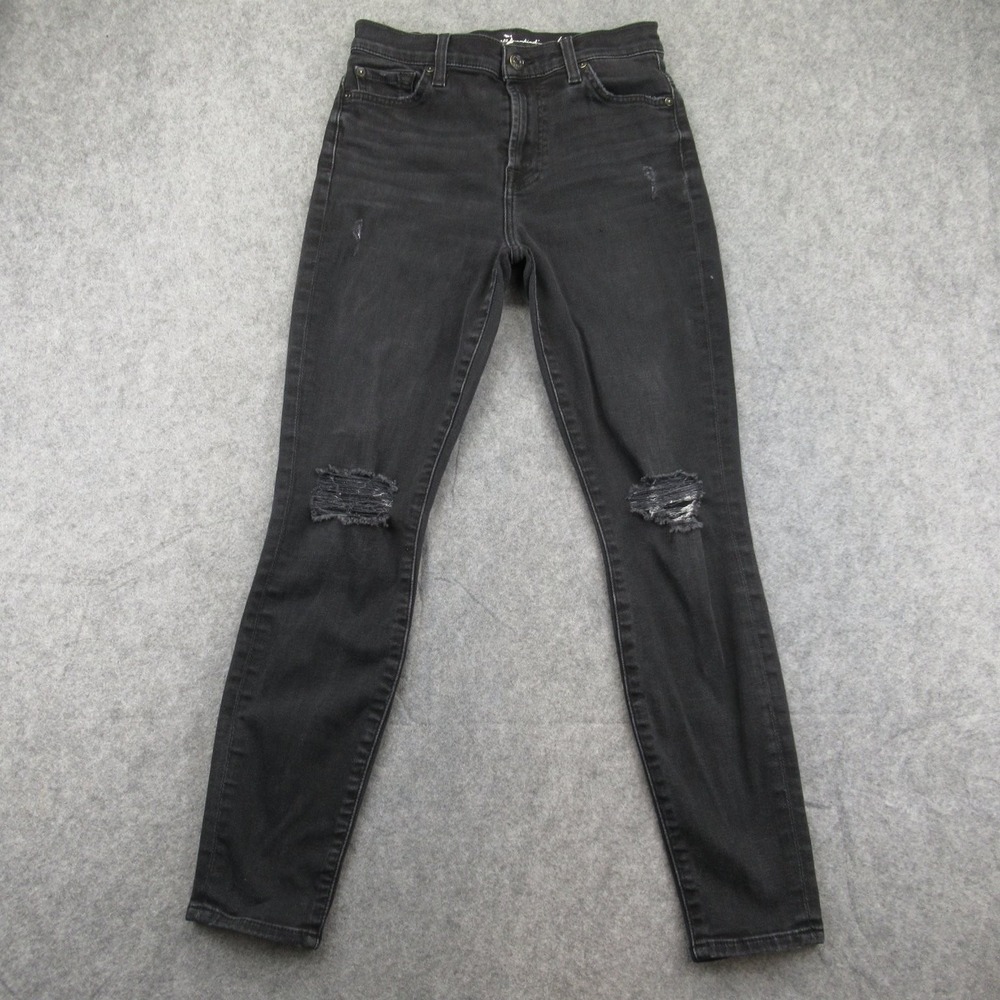 7 For All Mankind Women's Black High Waist Ankle Guenevere Jeans 27